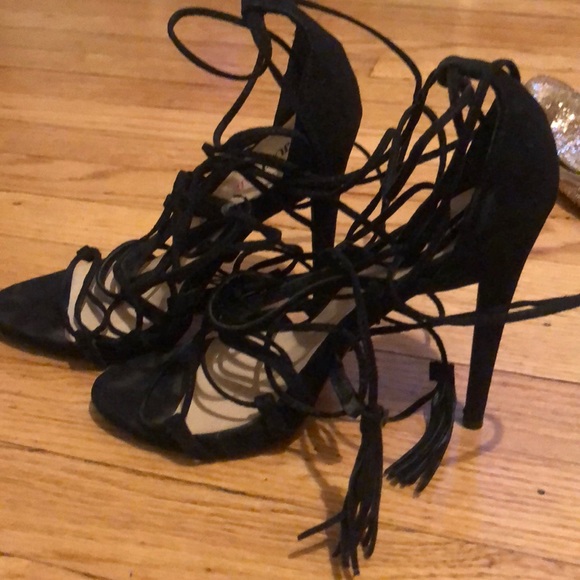 JustFab lace up strapped heel WORN ONCE - Picture 2 of 2